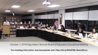 October 1, 2018 Sag Harbor Schools Board of Education Meeting