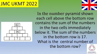 UKMT Junior Maths Challenge 2022 -Braitneaser (sort of....)