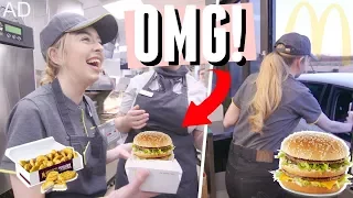 I CANT BELIEVE I GOT TO DO THIS! WORKING AT MCDONALD'S! MAKING A BIG MAC & WORKING A DRIVE THRU! AD