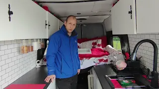 A lovely and almost finished Mercedes Sprinter camper conversion.