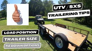 UTV / SXS Trailer Tips - Load Position Trailer Size Tie Down Options