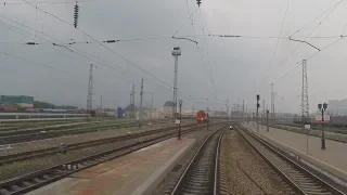 Cab View Train Russia. Train ride in Siberia.