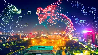 Drone Light Show 🐉 Celebrating Chinese Lunar New Year music m3m 🐉 Flying Dragon 2024 无人机灯光秀：飞龙在天