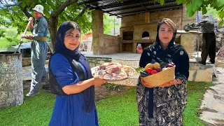 Cooking Lunch for Workers: Cooking Authentic (Torsh Kebab Gilani) Iranian Food in Rural Style