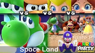 Mario Party Superstars Yoshi vs Donkey Kong vs Peach vs Daisy in Space Land