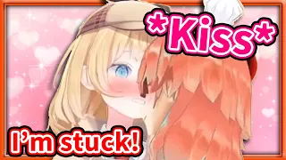 Ame is Stuck and Kiara Won't Stop Kissing Her 【HololiveEN】