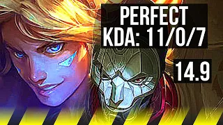 EZREAL & Karma vs JHIN & Xerath (ADC) | 11/0/7, Legendary, Rank 15 Ez | JP Grandmaster | 14.9