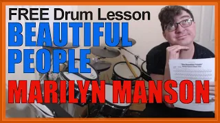 ★ The Beautiful People (Marilyn Manson) ★ FREE Video Drum Lesson | How To Play SONG (Ginger Fish)