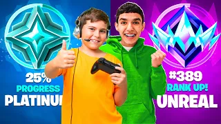 I Carried A 7yr Old FAN To UNREAL Rank In 1 DAY! (Duo Speedrun)