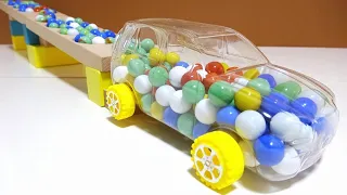 Marble Run Race ☆ HABA Slope & Retro Makita Truck, Excavator, Garbage Truck, Dump Truck, Ambulances