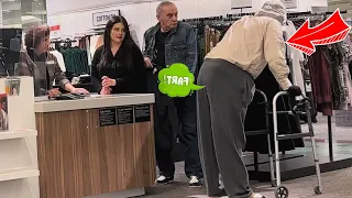 Fat Old Man Farts On Mall Employees!! (Free The Farts)