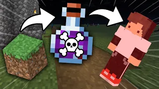 Quebrando blocos e sofrendo efeitos de poção no Minecraft