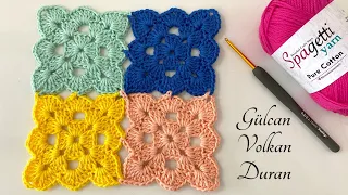 ZARİF VE KOLAY KARE ÖRGÜ MOTİF YAPIMI💯 MODELLİ MOTİF - EASY CROCHET ✔️