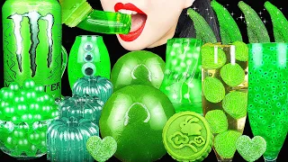 ASMR GREEN DESSERTS HONEY JELLY, MOCHI, MOONCAKE CANDY DRINKING SOUNDS 신기한 물 먹방 EDIBLE EATING SOUNDS