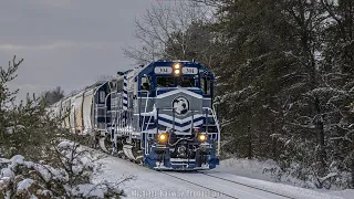 LSRC 304 and LSRC 4304 Bring Train 327N North Into Alpena Michigan