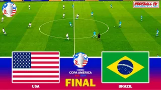 USA vs BRAZIL - Final Copa America | Full Match & All Goals 2024 | eFootball PES Gameplay PC