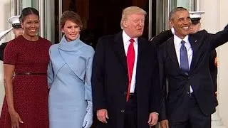 The Obamas greet the Trumps at White House