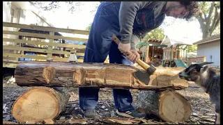 How to layout a log for hewing, and the Gransfors Bruk 1900 Broad Axe