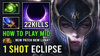 How to Solo Mid Luna in New 7 33d with 100% Endless Beam Full Magical Burst 1 Shot Dota 2