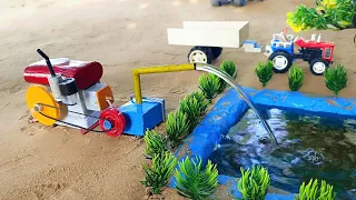 diy tractor mini diesel engine water pump science project @sunfarming7533