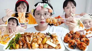 MUKBANG ASMR that I wanted to eat!🐷💖Gopchang/Fire soupy noodles/Cream Pasta/Bubble tea/Corn cheese:D