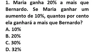 5 QUESTÕES DE PORCENTAGEM DE VÁRIAS BANCAS RESOLVIDAS PASSO A PASSO