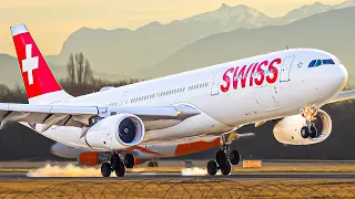 AMAZING CLOSE-UP Plane Spotting at Geneva Airport - Morning Rush | A330, A220, A320neo, B767... |