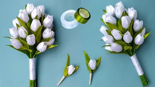 DIY Easy Satin Ribbon Flower Tulips | Hand Tied Tulip Bouquet Wedding Tutorial