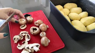 תפוח אדמה מוקרם ברוטב שמנת פטריות בתבנית אחת ! ללא צורך בבישול מקדים