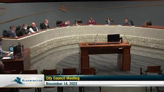 November 14, 2022 Bloomington City Council Meeting