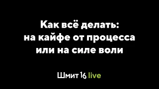 Шмит16 Live. Как всё делать: на силе воли или на кайфе от процесса