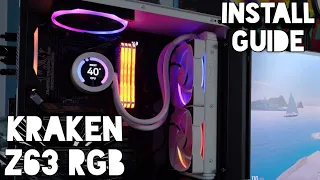 NZXT Kraken Z63 RGB  CPU liquid cooler setup with push pull fans and logic in a NZXT H510 Flow