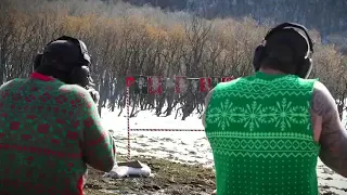 Look! The guys play Christmas song by SHOOTING!