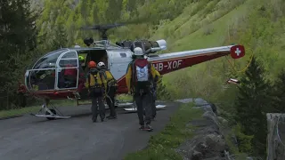 Last rescue training for the Alouette III HB-XOF. Lauterbrunnen 17th May 2014
