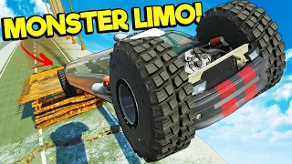 I Upgraded the LONGEST Limo with Monster Truck Tires in BeamNG Drive Mods!