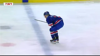 Ryan Leonard injures his hand in the semi finals of the World Jr 2023 - 2024 Finland vs USA
