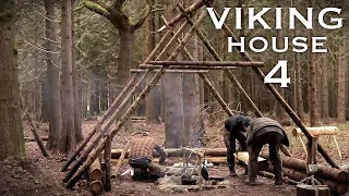 Building a Viking House with Hand Tools: Axe, Hammer, Auger, | Bushcraft Project (PART 4)