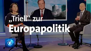 Baerbock, Laschet, Scholz: Erstes "Triell" zu Europa-Politik | WDR Europaforum