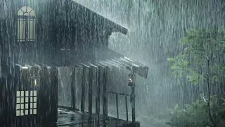 Heavy Stormy Night to Sleep Instantly | Strong Rainstorm on Tin Roof, Mighty Thunder & Wind Sounds