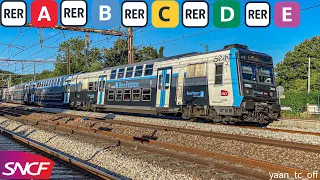 Multiples prises des vues des différents matériels présents sur l’ensemble du réseau du RER de A à E