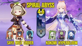 C6 Sayu Melt Driver & C0 Kokomi Hyperbloom | Spiral Abyss Version 4.6 | Genshin Impact