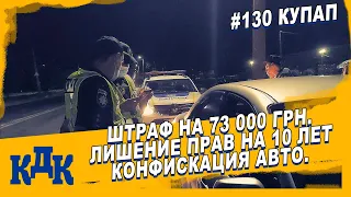 Лишение водительских прав на 10 лет штраф 73 000 грн  ст  130 КУПАП