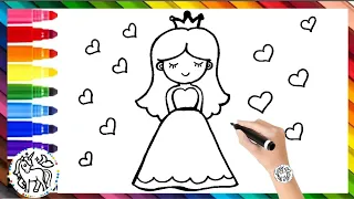 How to colour Princess 👸🎨 | Princess drawing, colouring and painting for kids