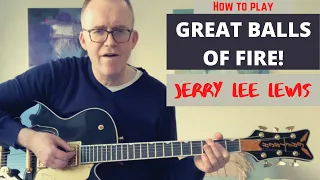 GREAT BALLS OF FIRE GUITAR LESSON - classic rock and roll riffs on a Gretsch Black Falcon!