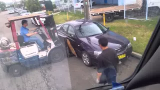 Workers Move Legally Parked Car With A Forklift!