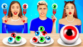 Desafio Alimentar: Sem Mãos vs Uma Mão vs Duas Mãos | Batalha Alimentar Maluca por RATATA CHALLENGE