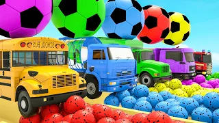 Wheels On the Bus song - School bus and colorful soccer balls - Baby Nursery Rhymes & Kids Songs