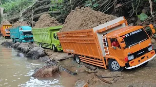 PERDANA🔥‼️UJI COBA RC TRUK MITSUBISHI FUSO ENGKEL BERMUATAN PASIR BASAH DI SUNGAI