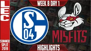 S04 vs MSF Highlights | LEC Summer 2019 Week 8 Day 1 | Schalke 04 vs Misfits Gaming