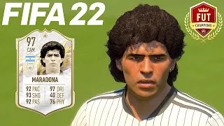 97 PRIME ICON DIEGO MARADONA MAKES HIS FUT CHAMPIONS DEBUT! FIFA 21 Ultimate Team